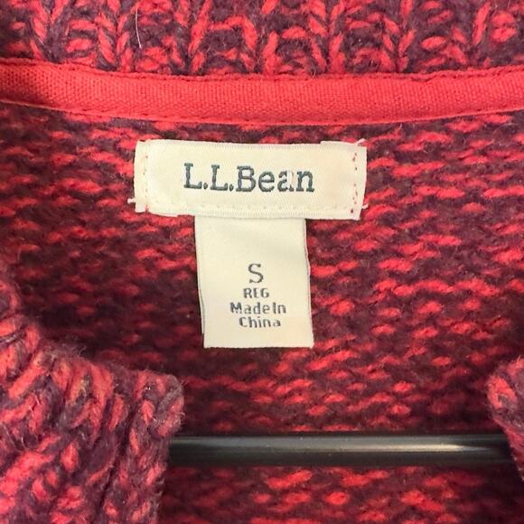L.L. Bean 100% Lambswool Full Double Zip Knit Cardigan Sweater Size S Red Winter - Picture 4 of 13